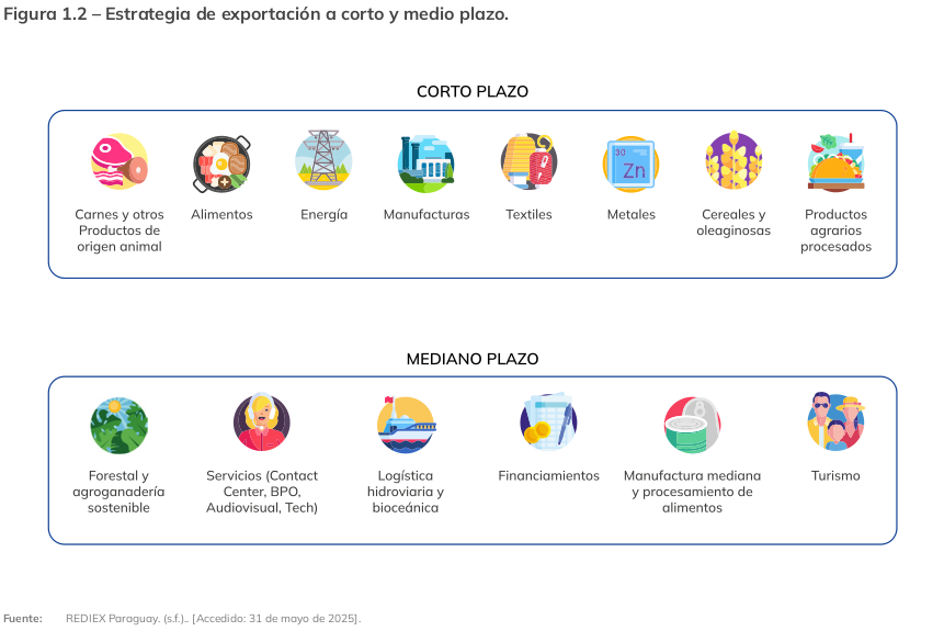 Figura 1.2 – Estrategia de exportación a corto y medio plazo.